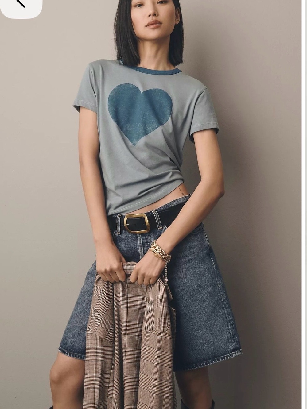 NWT LET LUV BLUE HEART RINGER TEE